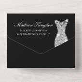 Red Roses Diamond Gown Black 30th Birthday Party All In One Uitnodiging (Achterkant)