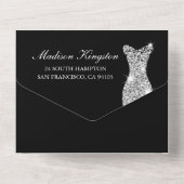 Red Roses Diamond Gown Black 40th Birthday Party All In One Uitnodiging (Achterkant)