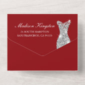 Red Roses Diamond Gown Dress 30th Birthday Party All In One Uitnodiging (Achterkant)