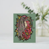 Red Roses Dragon Art Briefkaart (Staand voorkant)