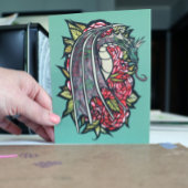 Red Roses Dragon Art Briefkaart