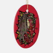 Red Roses Dragon Art Keramisch Ornament (Rechts)