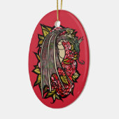 Red Roses Dragon Art Keramisch Ornament (Links)