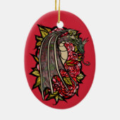 Red Roses Dragon Art Keramisch Ornament (Achterkant)