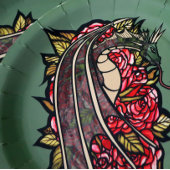 Red Roses Dragon Art Papieren Bordje