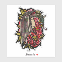 Red Roses Dragon Art Sticker