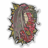 Red Roses Dragon Art Sticker (Voorkant)