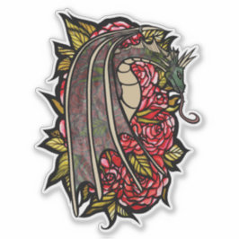 Red Roses Dragon Art Sticker