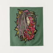 Red Roses Dragon Art Wandkleed (Voorkant)