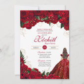 Red Roses Elegant Floral Beauful Quinceanera Kaart (Voorkant)