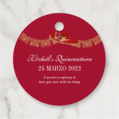 Red Roses Elegant Floral Charro Quinceanera Bedankjes Labels (Achterkant)