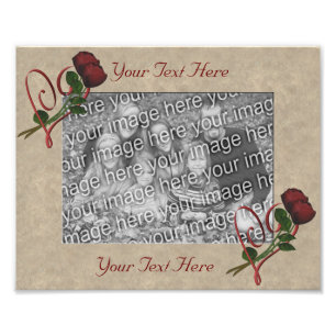 Red Roses Elegant Heart Lijst Sjabloon Foto afdruk