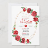 Red Roses Elegant Luxury Quinceanera Kaart (Voorkant)