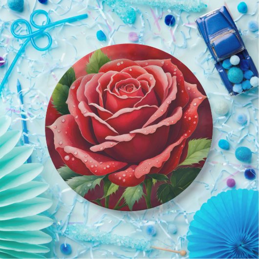 Red Roses Elegant Papieren Bordje (Feest)