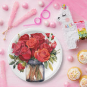 Red Roses Elegant Wedding Papieren Bordje (Feest)