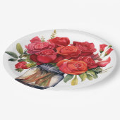 Red Roses Elegant Wedding Papieren Bordje (Gekanteld)