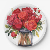 Red Roses Elegant Wedding Papieren Bordje (Voorkant)