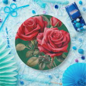 Red Roses Elegant Wedding Papieren Bordje (Feest)