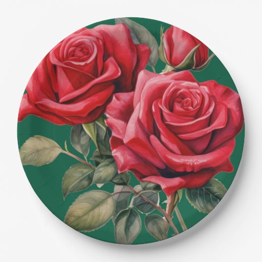 Red Roses Elegant Wedding Papieren Bordje (Voorkant)