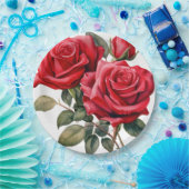 Red Roses Elegant Wedding Papieren Bordje (Feest)