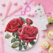 Red Roses Elegant Wedding Papieren Bordje (Feest)