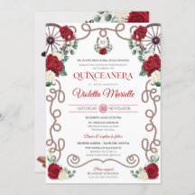 Red Roses Elegant Western Charro Quinceanera