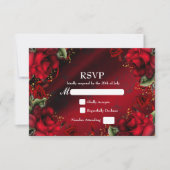 Red Roses Elegante Gotische Huwelijk RSVP Kaart (Voorkant)