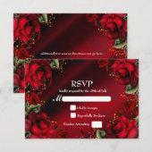 Red Roses Elegante Gotische Huwelijk RSVP Kaart (Voorkant / Achterkant)