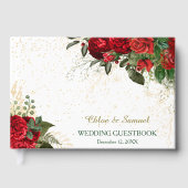 Red Roses en Confetti bruiloft Gastenboek (Voorkant)