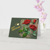 Red Roses en Folie Happy Jubileum Kaart (Orchidee)