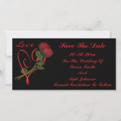 Red Roses en Heart Wedding slaan de datum op Save The Date (Voorkant)
