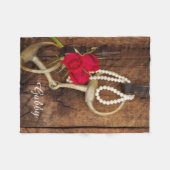 Red Roses en Horse Bit Country Western Fleece Deken (Voorkant (Horizontaal))