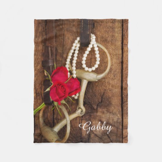 Red Roses en Horse Bit Country Western Fleece Deken (Voorkant)