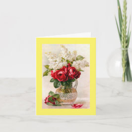 Red Roses en Lilacs Paul de Longpre Vintage Bedankkaart