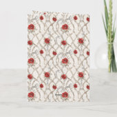 Red Roses Faux Wood Floral Anniversary Kaart (Achterkant)