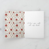 Red Roses Faux Wood Floral Anniversary Kaart (Binnen)