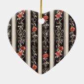 Red Roses Faux Wood Floral Christmas Keramisch Ornament (Achterkant)