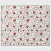 Red Roses Faux Wood Floral Love Cadeaupapier (Vlak)