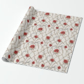 Red Roses Faux Wood Floral Love Cadeaupapier (Uitgerold)