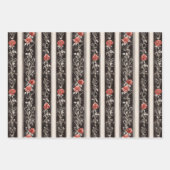 Red Roses Faux Wood Floral Wedding Inpakpapier Vel (Voorkant 2)