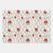 Red Roses Faux Wood Floral Wedding Inpakpapier Vel (Voorkant)
