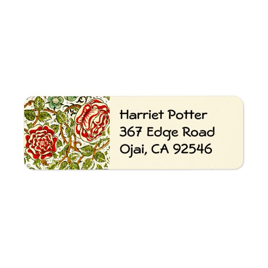 Red Roses Fine  William Morris Wallpaper Etiket (Voorkant)