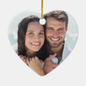 Red Roses First Kerstfoto Template Keramisch Ornament (Achterkant)