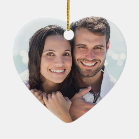 Red Roses First Kerstfoto Template Keramisch Ornament (Achterkant)