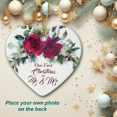 Red Roses First Kerstfoto Template Keramisch Ornament