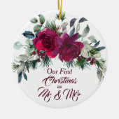 Red Roses First Kerstfoto Template Keramisch Ornament (Voorkant)