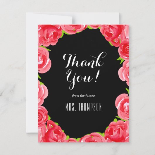 Red Roses Floral Dank u Bedankkaart (Voorkant)