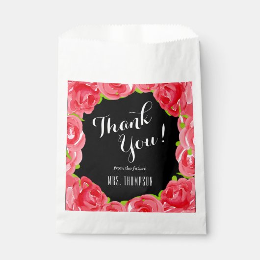 Red Roses Floral Dank u Bedankzakje (Voorkant)