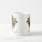 Red Roses Floral Elegant  naam Koffiemok (Center)