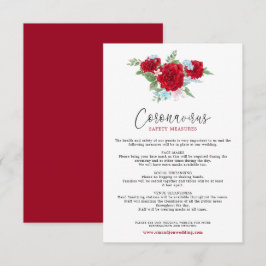 Red Roses Floral Elegant Script Coronavirus Veilig Informatiekaartje